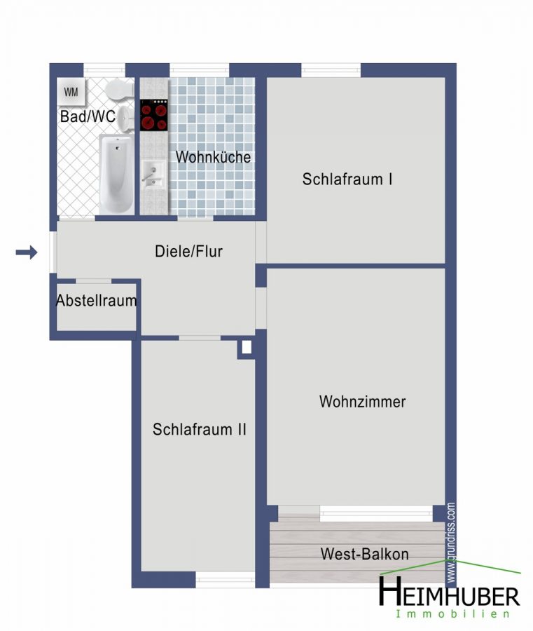 3-Zimmer Wohnung mit Aussicht - Grundriss LSF 22