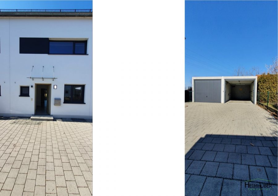 Freies gepflegtes Reihenmittelhaus in Allach-Untermenzing sucht neuen Eigentümer - Frontansicht - Garage
