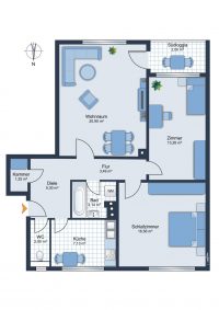 Grundriss 3 Zimmer Wohnung