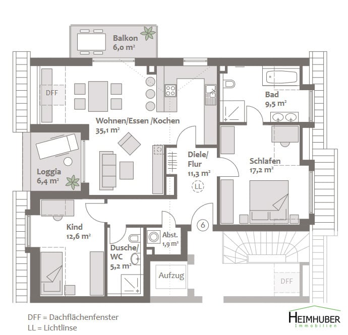 Edle - großzügige & neuwertige 3-Zimmer Dachgeschoßwohnung mit Top-Ausstattung in Alt-Perlach - Grundriss